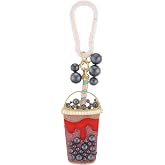 Madison Tyler Western Cowboy Boots Cherry Bow Bubble Tea Strawberry Cute Keychain | Bag Charms for Handbags Purse Charms