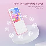 AGPTEK Pink MP3 Player with Bluetooth 5.3 64GB Expandable 128GB 2.4in Speaker FM view 3