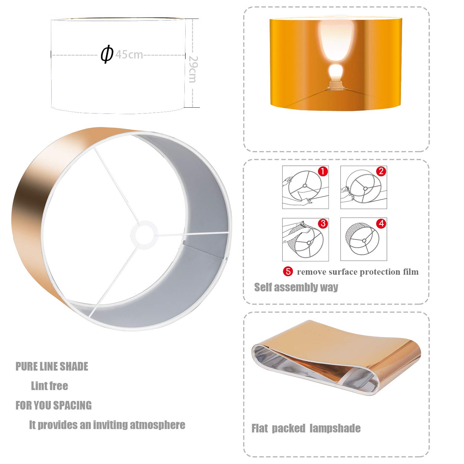 Floor lamp-Modern tripod floor Lamp with E27 Socket,Noble Stylish Floor Lamp in Black Copper, Ø 45 cm Lampshade and Max. 60W,157 cm Floor Lamp,Metal,for Living Room,Bedroom,Office