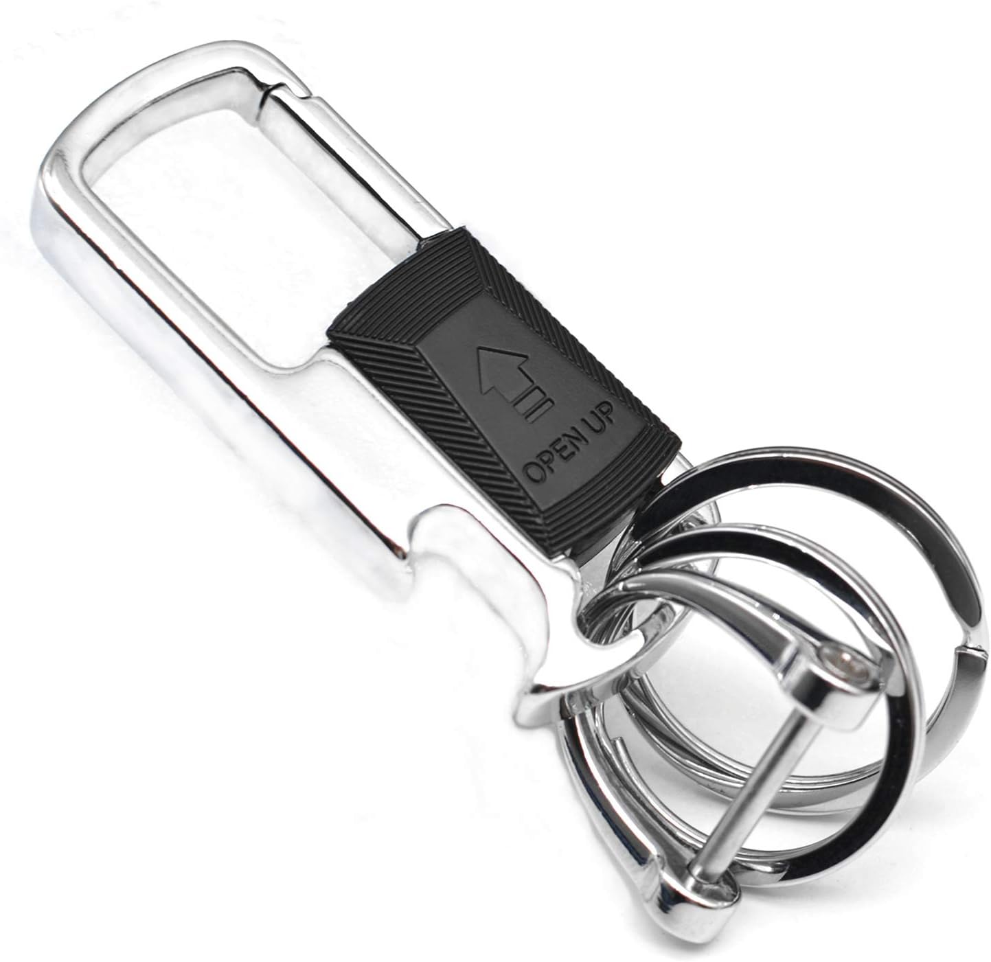 INFIPAR Heavy Duty Key Chain Bottle Opener, Zinc Alloy Metal Car Key Chains for Men and Women with Slide Button, with Key Rings and D-Ring