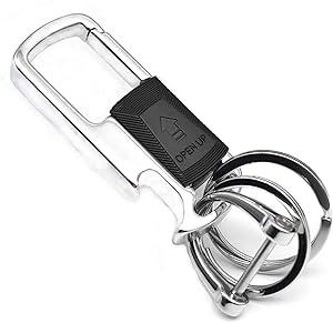 INFIPAR Heavy Duty Key Chain Bottle Opener, Zinc Alloy Metal Car Key Chains for Men and Women with Slide Button, with Key Rings and D-Ring