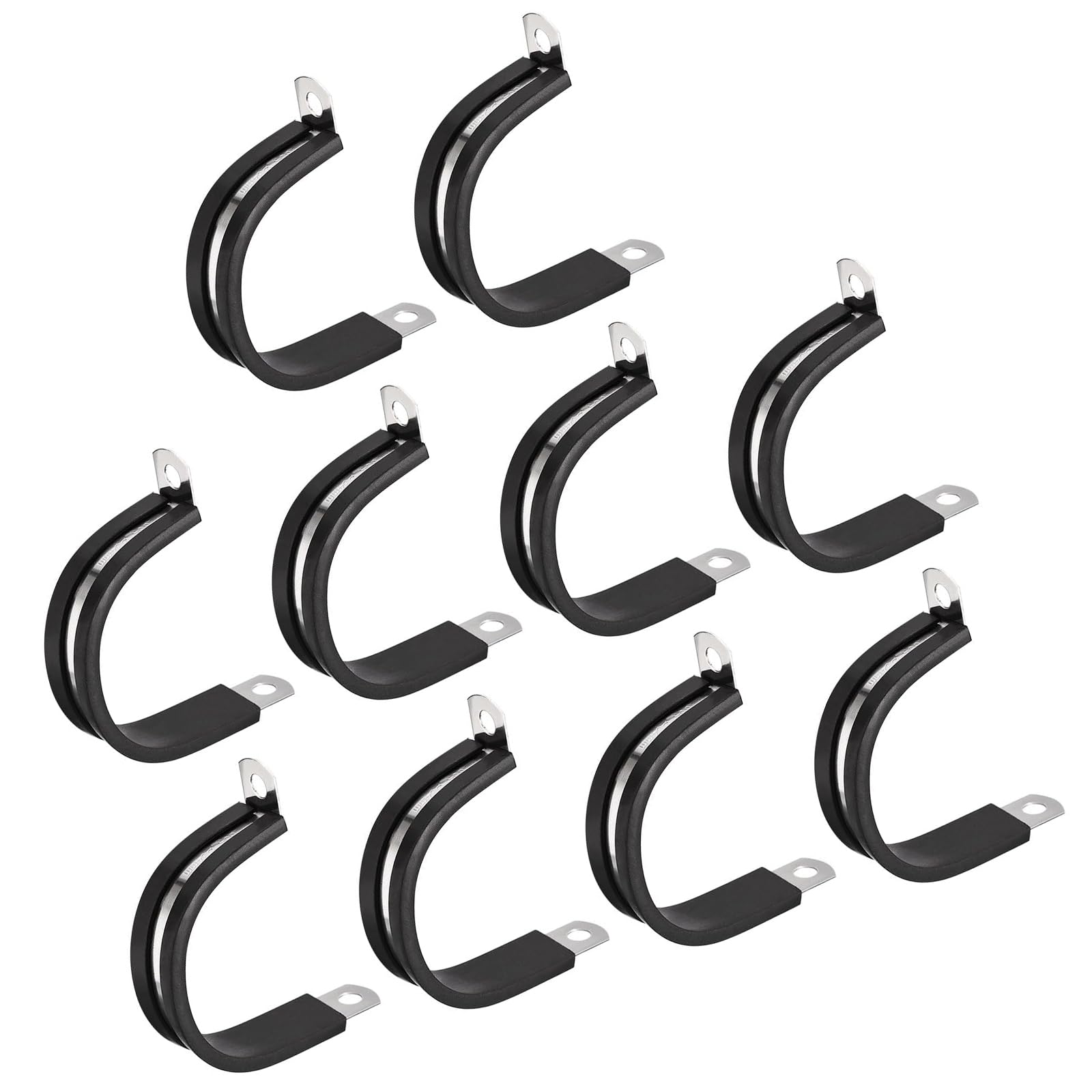 MACHSWON 20Pcs 1-3/8 Inch(34mm) Cable Clamp, Rubber Cushioned Insulated Clamp 304 Stainless Steel R Shape Bracket Metal Pipe Clamp Tube Holder for Wire Hose Tube