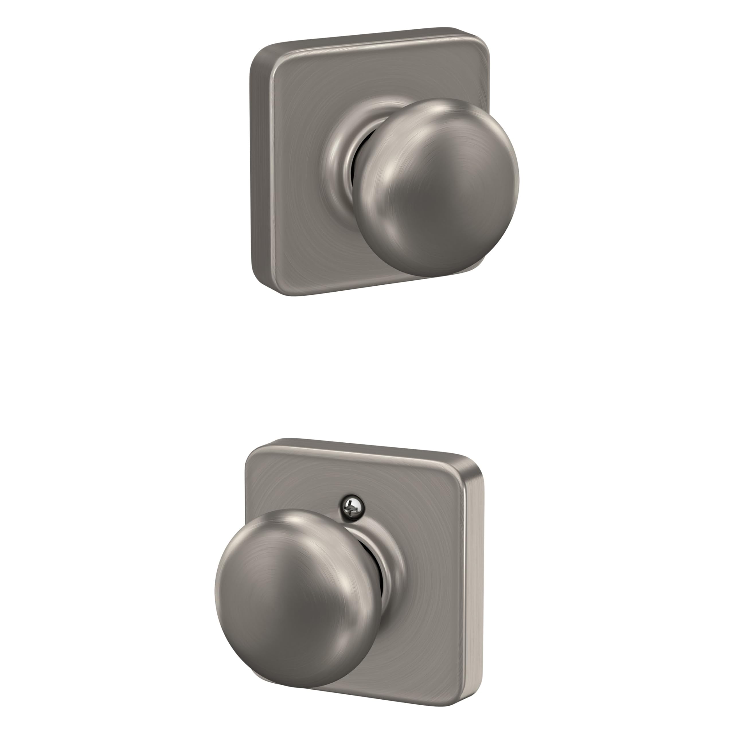 Schlage F10 PLY 619 LFL Plymouth Door Knob with Laflin Trim, Hall & Closet Passage Lock, Satin Nickel Image Schlage F10 PLY 619 LFL Plymouth Door Knob with Laflin Trim, Hall & Closet Passage Lock, Satin Nickel Image