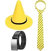 Clovilet 3 Pcs Halloween Monkey Friend Costume Include Yellow Felt Hat,Dots Tie and Belt for Men Women Cartoon Character Dress Up