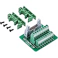 Jienk IDC16 Breakout Board 2x8 16Pins Male Header Terminal Block Connector with C45 DIN Rail Mounting feet for PLC MCU