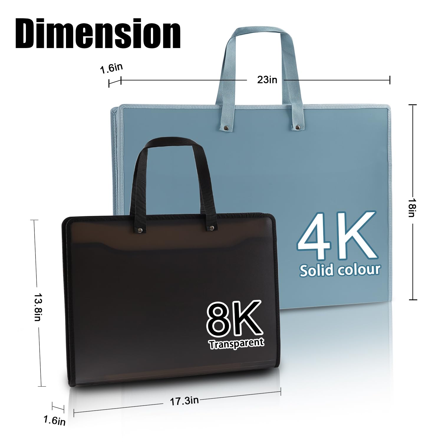 Art Bag Art Portfolio Bags (17.3 * 13.8inches) Storage Books for Art Portfolio Folder, Posters Storage Bag with Zipper and Handle Mesh Folder Organizers for Poster, Painting Black
