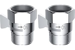 Hibbent All Metal 2 Pack Shower Head Flow Control Valve, G1/2 Brass Shut-off Valve with Metal Handle Lever, Shut OFF Water Flow Control Regulator for Handheld Shower, or Bidet Sprayer, Chorme