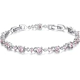 WOSTU White Gold Plated 3mm CZ Classic Tennis Wedding Bracelets for Brides Cubic Zirconia| White Gold Bracelets for Women | Size 6.5-8 Inch