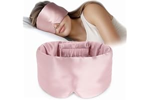 OLESILK Silk Sleep Mask Soft Pressureless: 100% Mulberry Silk for Eye Skin Anti Wrinkles, Large Size for Total Blackout, Adjustable Wide Velcro Ear Cover