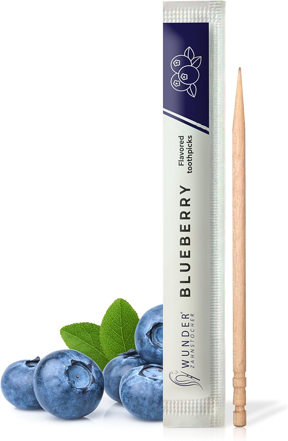Wonder Flavoured Toothpicks – 200 Individually Wrapped – Blueberry, Plastic-Free Gum Alternative, Fresh Breath, Helps Reduce Nail Biting, Sugar-Free, Vegan