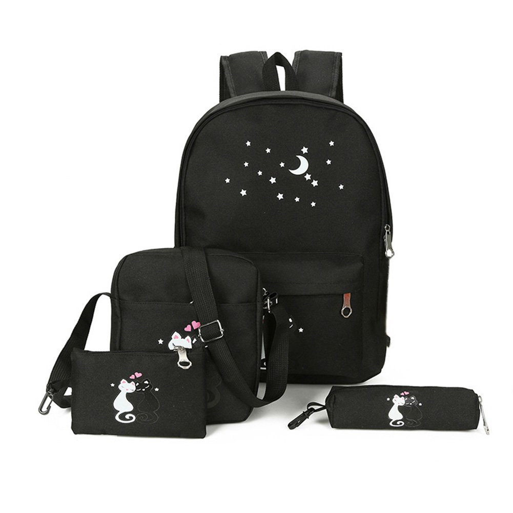 Espeedy Mochila de la escuela piezas adolescentes cute gato imprimir mochila conjunto