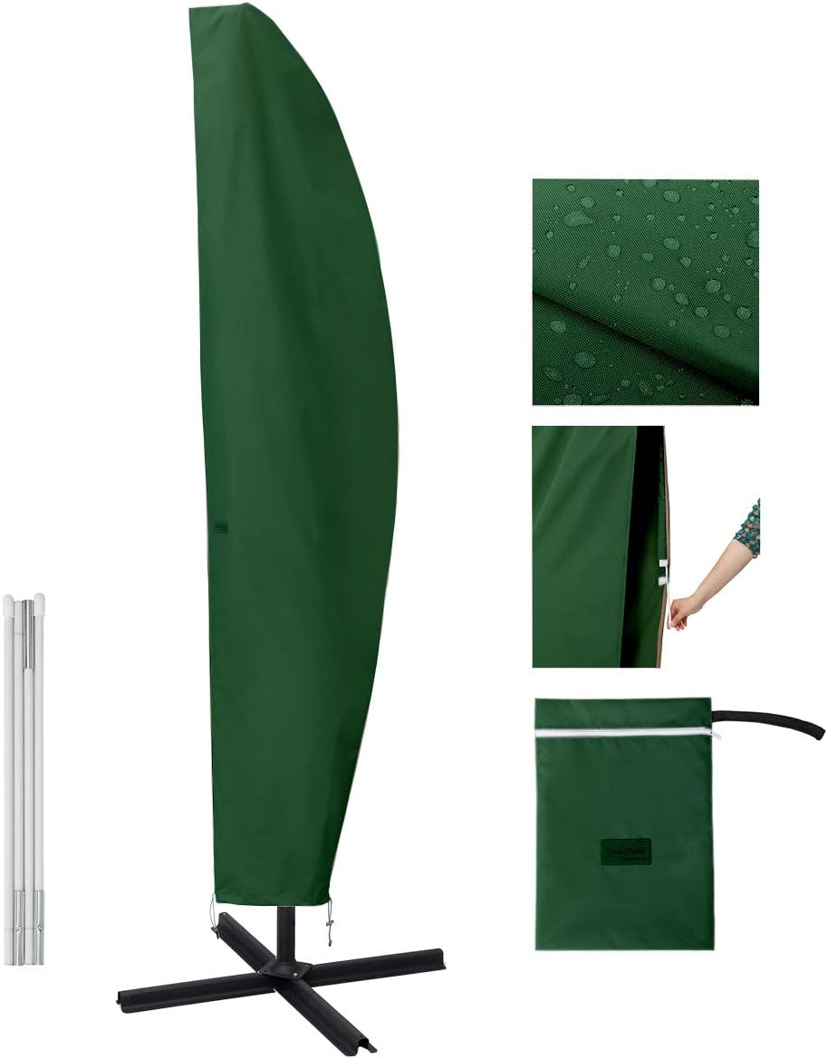 Amazon Com Garden Balsam Patio Umbrella Cover For 11 To 13ft Offset Umbrella Water Resistant Curved Cantilever And Straight Pole Parasol Outdoor Umbrellas Cover With Zipper And Rod Garden Outdoor