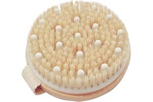 OHOO Bamboo Dry Body Brush Shower Brushing Removes Dry Skin with Massage Nodes Exfoliating Bath Brushes Body Scrubber