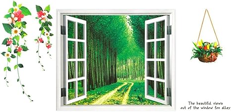 Amazon 窓 森の道 森 ウォールステッカー 森 Wall Sticker ウォールペーパー 壁紙 森 ウォールシール森 60 90cm ウォールステッカー オンライン通販