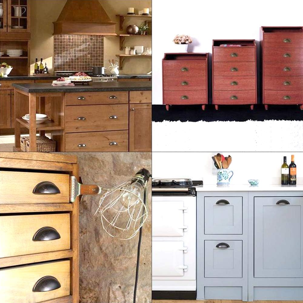 Xinlie Retro Decorative Door Knob for Furniture Drawer Shell Handle Vintage for Drawer Cupboard Kitchen Furniture Curved Iron Retro Cupboard Door Knob for Wardrobes (12 Pieces) (B) - Image 5