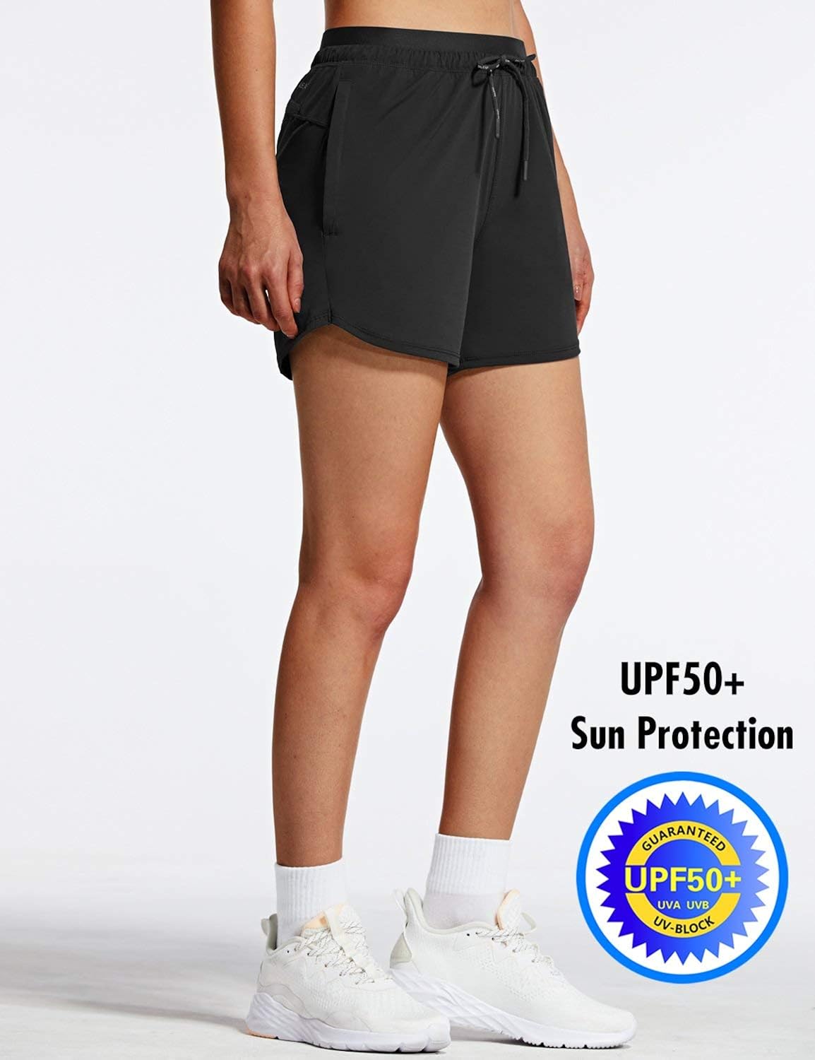 BALEAF Women's Shorts 4" Hiking Shorts Quick Dry with Zip Pockets UPF 50+ Stretch Outdoor Running Active Workout Gym: Clothing