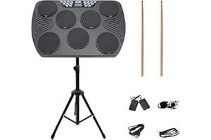 HAUKUIDT Electronic Drum Set Portable Drum Pad Roll-up Drum Machine Practice Drum Kit With Headphone Drumsticks Foot Pedals,16 drum Sounds Tambourine Mode 7 peed