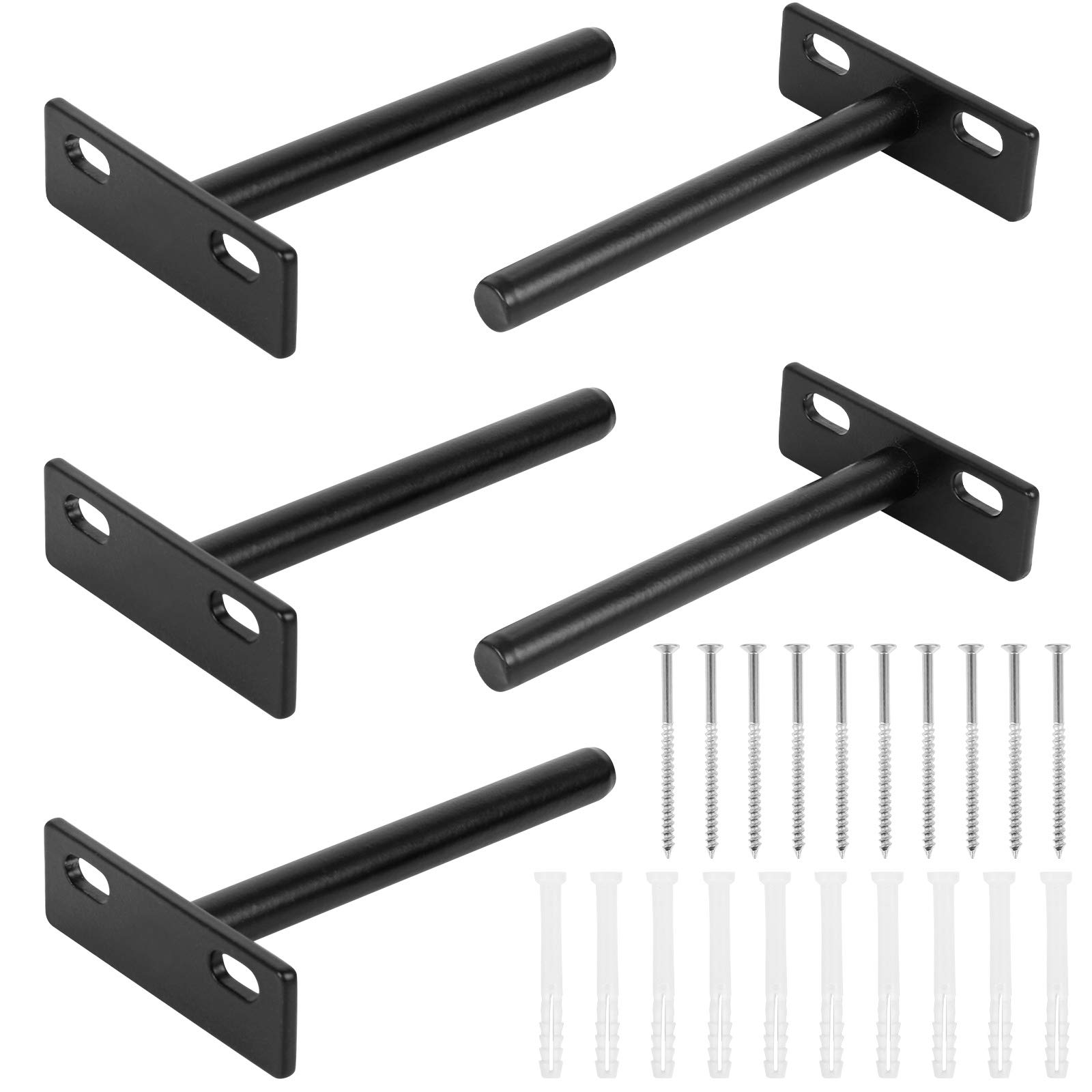 Iyowei 5 x Invisible Wall Shelves, Metal Brackets for Floating Shelves, Invisible Floating Shelves with Screws (10.2 cm)