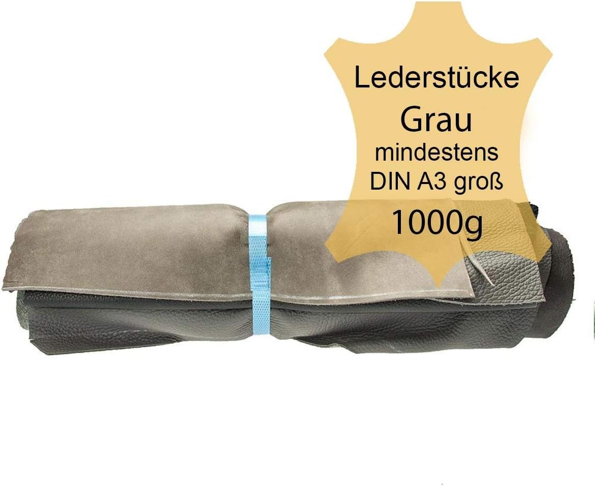 Langlauf Schuhbedarf ® Lederreste Lederstücke extragroß A3-1kg Varianten von Grauen Farbtönen - alle Stücke Mind. DIN A3 groß