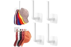 Letohoumia Hat Hooks for Wall, 4 Pcs Adhesive Hat Hangers Organizer Holder for Closet/Door, Multi-Purpose Strong Hook Rack Can Hold More Than 10 Hats Black