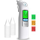 Femometer Infrared Ear Thermometer, Accuracy Health Care Therometer for Adults and Kids, 3-Color Fever Alert, Mute Mode, Read