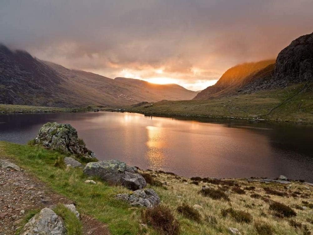 1000 Pieces Wooden Jigsaw Puzzle for Adult & Kids –Snowdonia Wales Llyn Idwal Beautiful Mountain River Scenery