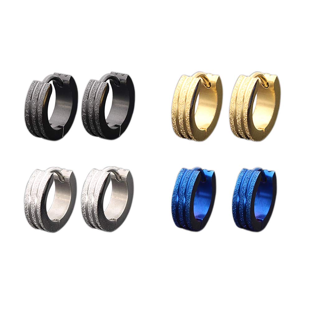 Earrings, Jsmoris Hypoallergenic Small Hoop Earrings for Men Women 316 Surgical Stainless Steel Huggie Earrings 4 Pairs