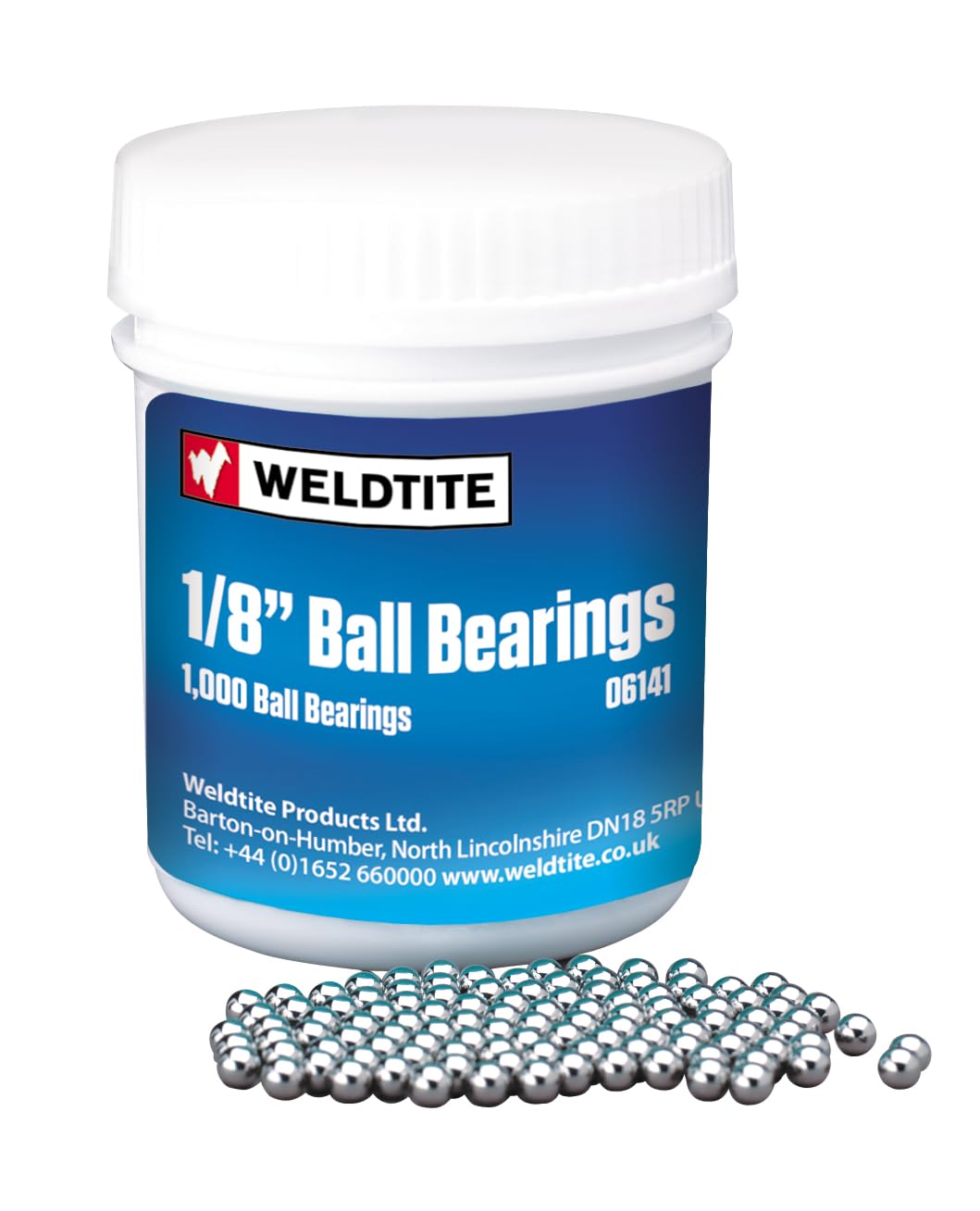 Weldtite 1/8" / 3.17 mm Case Hardened Metal Ball Bearings, Pack of 1000
