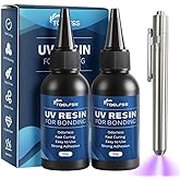 UV Resin Kit with Light, 100g UV Resin, with 395nm UV Flashlight, Fast Curing and Bonding, Clear UV Glue for Plastic, Glass Repair, Acrylic,Hard Type UV Adhesive for Jewelry Making, DIY, Crafts(50g*2)