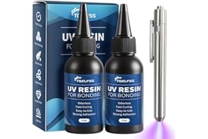 UV Resin Kit with Light, 100g UV Resin, with 395nm UV Flashlight, Fast Curing and Bonding, Clear UV Glue for Plastic, Glass R