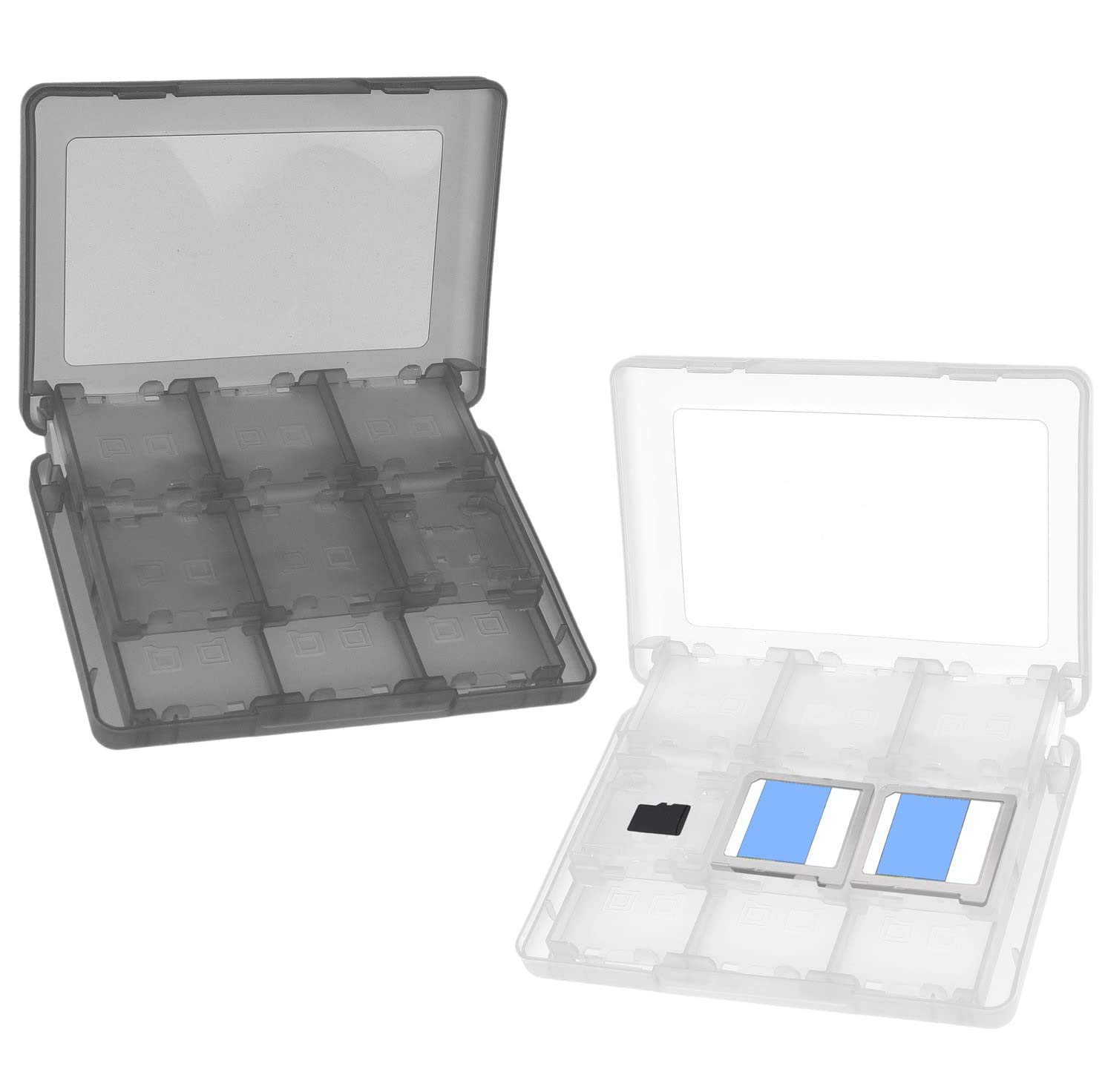 CAMKIX 2X Game Case Compatible for Nintendo 3DS Games - Fits up to 44 Games, 4 SD Cards, 4 Micro SD/TF Cards and 4 Stylus Pens - Protective Storage System - Game Card Organizer - Black and White