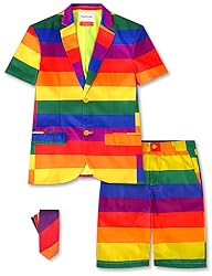 Fashonal Mens Pride Outfits Rainbow Suit for Porm
