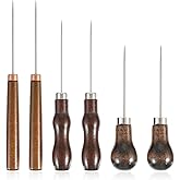 6Pcs Awl Tool Set, Leather Scratch Hollow Hook Awl Tool Kit, Gourd Shape Handle Punch Tools for DIY Leather Sewing Stitching Bookbinding Punching Repairing Craft