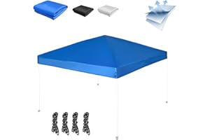 OUTMAX 10x10 Canopy Replacement Top, Pop-up Canopy Tent Replacement Cover for Straight Leg, Waterproof Instant Canopy Top Cover with Rope for Garden, Picnic, Camping(Blue)