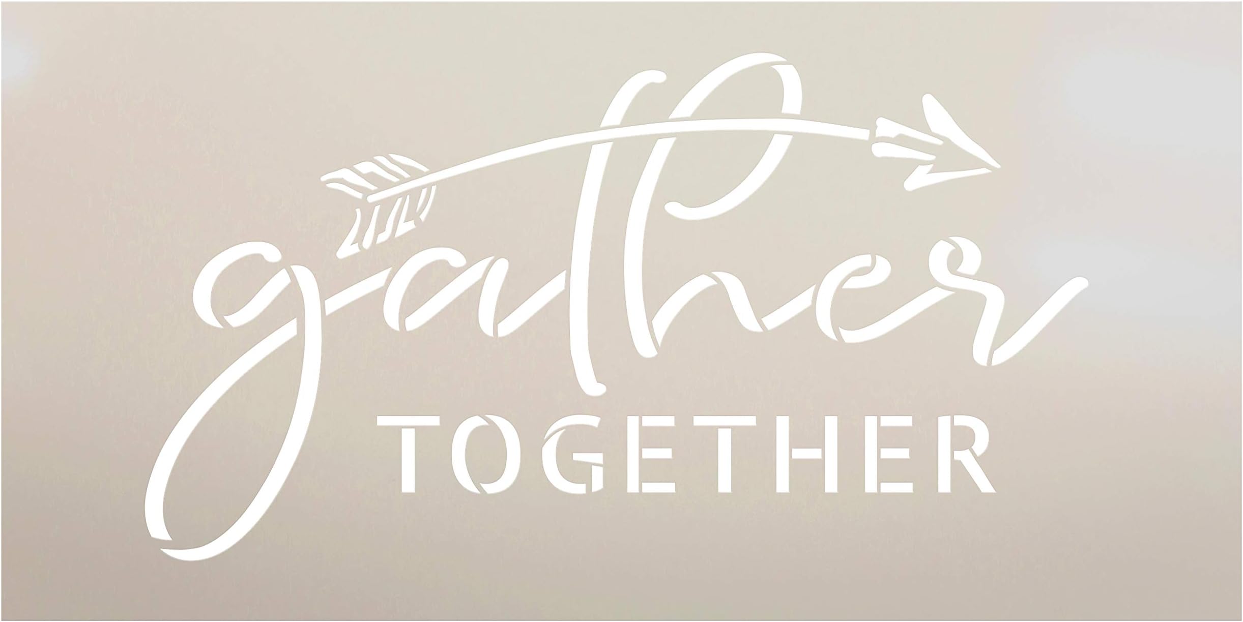 Gather Together with Arrow Strand Stencil by StudioR12 | Wood Sign | Word Art Reusable | Family Dining | Painting Chalk Mixed Media Multi-Media | DIY Home - Choose Size (11" x 6")