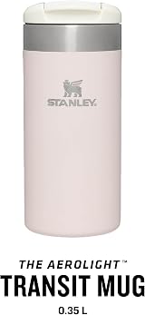 STANLEY Aerolight Transit 0.35L Travel Mug Rose Quartz 4h Hot 6h Cold view 3