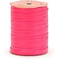 Berwick Offray Matte Hot Pink Raffia Ribbon, 1/4'' Wide, 100 Yards, 7MM