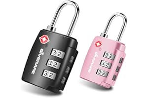 2 Pack TSA Approved Travel Luggage Locks, Combination Lock Alloy Body, Keyless 3-Digit Padlocks, Travel Sentry Accepted Compatible Padlock for Gym Locker, Golf Bag Case, Backpack, Black-by GIVERARE