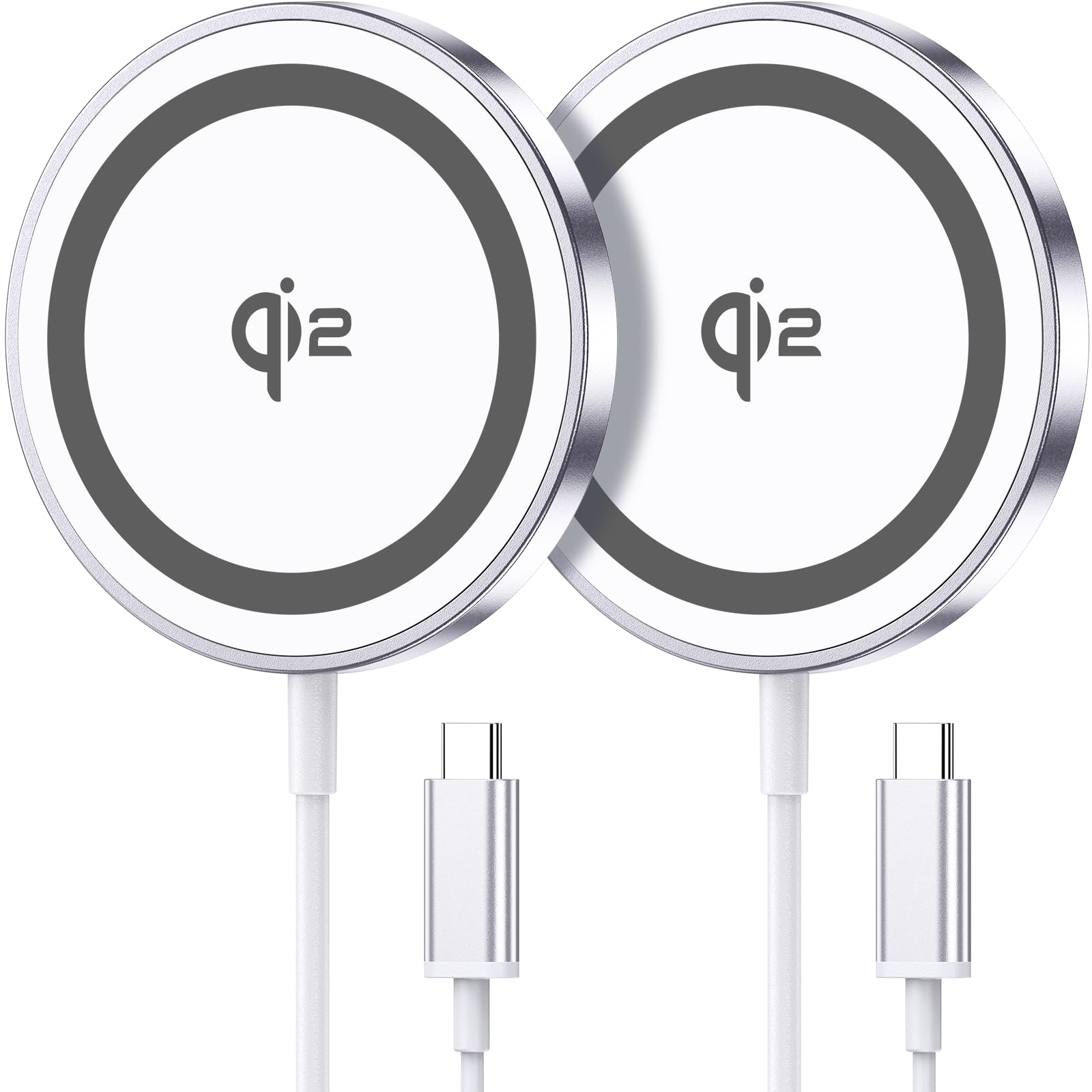 for Mag-Safe Charger 2 Pack,Qi2 Certified 15W Magnetic Wireless Charger Fast Charging Pad for iPhone 17 16 15 14 13 12&Airpods Pro 4 3 2&Samsung Galaxy S25&Pixel 10 Series,Strong Magnet,Ultra-Thin