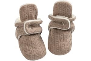 KIDSUN Infant Baby Boy Girl Cozy Fleece Bootie Newborn Stay On Slipper Winter Warm Gripper Non-Slip Crib Shoes
