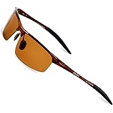 RONSOU Mens Sunglasses Polarized Sport UV Protection Ultralight Al Mg Sunglasses for Men Fishing Driving Golf