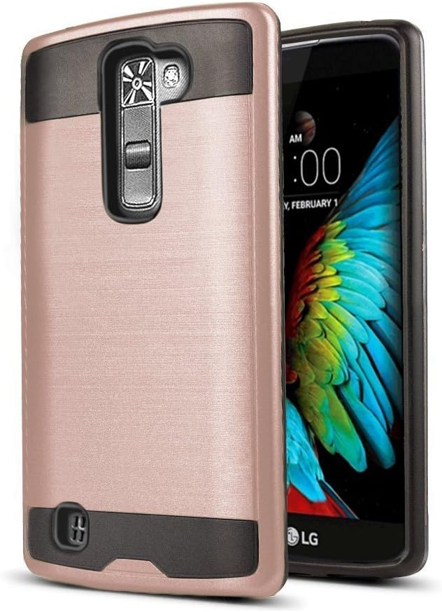 kaesar K10BRUSHEDRG Premium Dustproof Shockproof Drop Resistance Rugged Hybrid Dual Layer Armor Protective Case Cover for LG K10/LG Premier LTE - Rose Gold