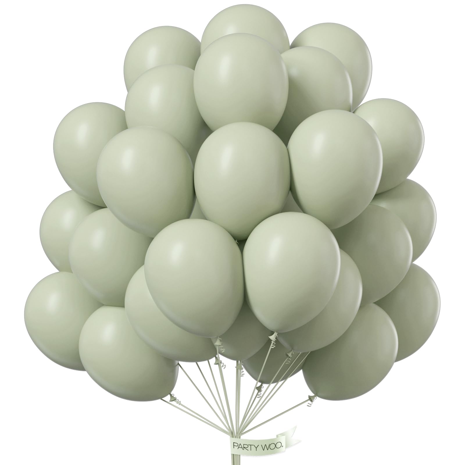 Photo 1 of PartyWoo Sage Green Balloons 50pcs 12 Inch Boho Dusty Olive Green Latex Balloons for Birthday Baby Shower Graduation Engagement Wedding Dinosaur Jungle Golf Football Theme Party Decorations Green-F32