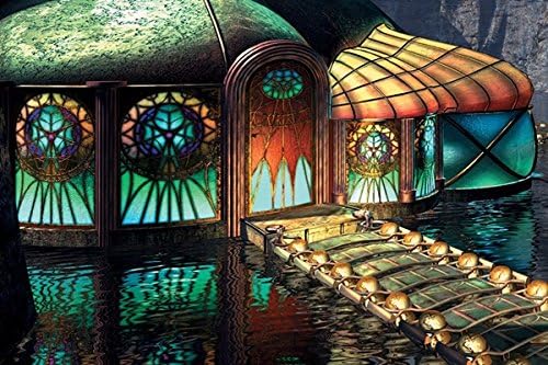 Amazon ジョン ファッションファンタジー建物ライトnightscape Lake Reflectionアートワークキャンバスアートポスター アートフレーム ポスター オンライン通販