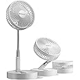 NEXAIR Premium 8" Foldable 4 Speed Portable Fan with Adjustable Height 14” – 39.5 in, Rechargeable Folding Fan For Home And Office, Quiet Floor Fan For Bedroom, Battery Operated Fan For Travel