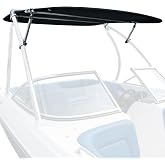 Sunluway Universal Wakeboard Tower Boat Bimini Top, 600D Bimini Top Canvas, Frame, &amp; Clamps, 60" L x 52&rdquo; W, Boat Canopy for Most 2-2.5&rdquo; Tubing Wake Towers on Bass Boats, Jon Boats, Pontoons &amp; More