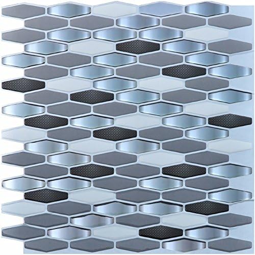 Hmond(TM) Peel and Stick Kitchen Backsplash Wall Tiles Vinyl Wall Stickers, 12" x 12" Pack of 6