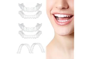 WUEYOPRON Fake Teeth, 4PCS Temporary Fake Teeth for Women and Men, Nature and Comfortable Veneers to Regain Confident Smile
