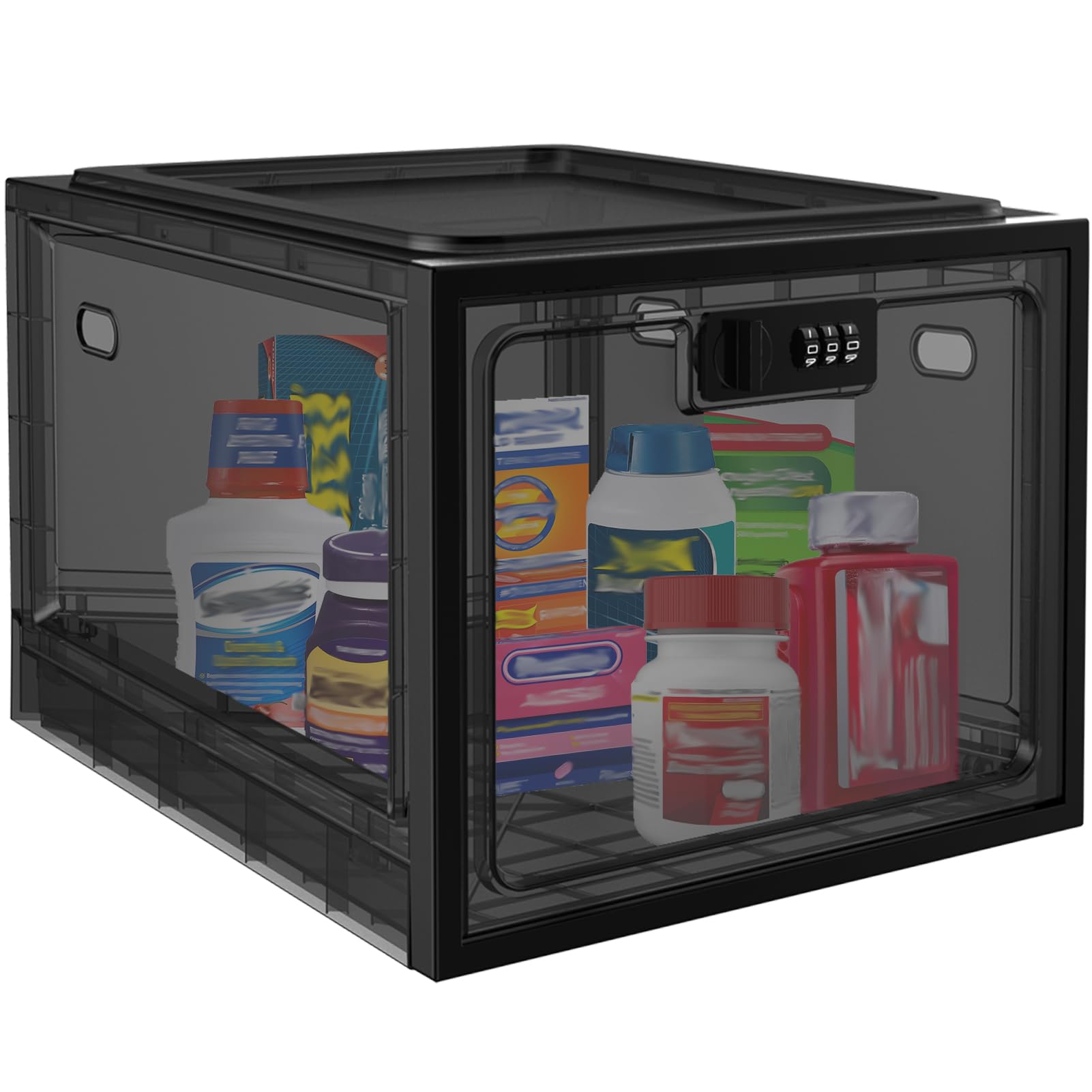 Photo 1 of Large Medicine Lock Box for Safe Medication, Lockable Storage Box for Fridge/Snacks Food, Phone Lock Boxes with Combination Code for Home/Dorms/Office Storage Lockers (Black)