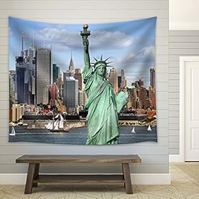 Statue of Liberty in New York Harbor - Fabric Tapestry, Home Decor - 51x60 inches